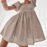Tampa – Minikleid aus Leinen mit Puffärmeln und hoher Taille